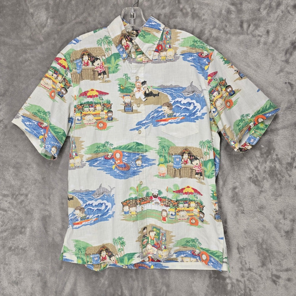 Reyn Spooner South Park Shirt Mens S White Hawaiian Aloha Button Down Animation